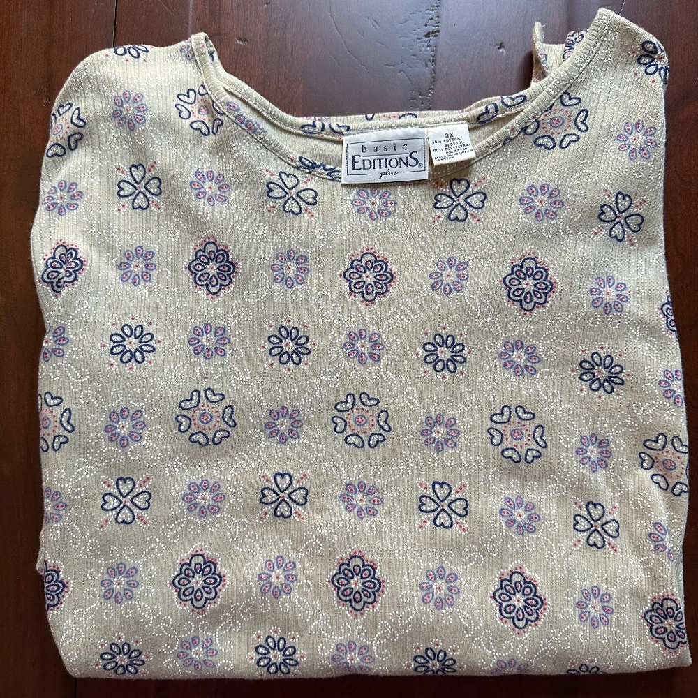 Basic Editions Women's Top 3X Short Sleeve Knit Pattern